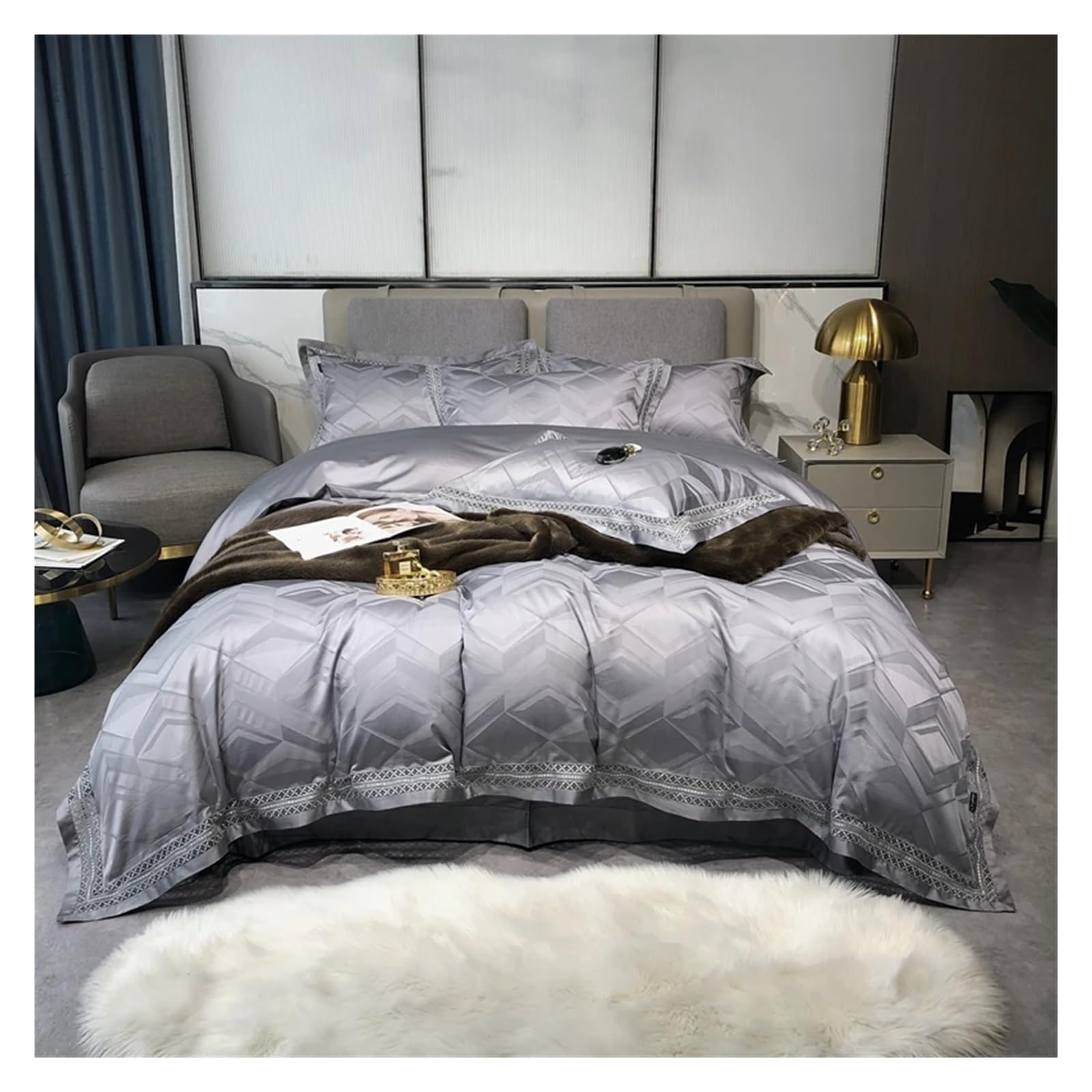 Drap plat et housse de couette en coton égyptien pour peau sensible 1000TC
