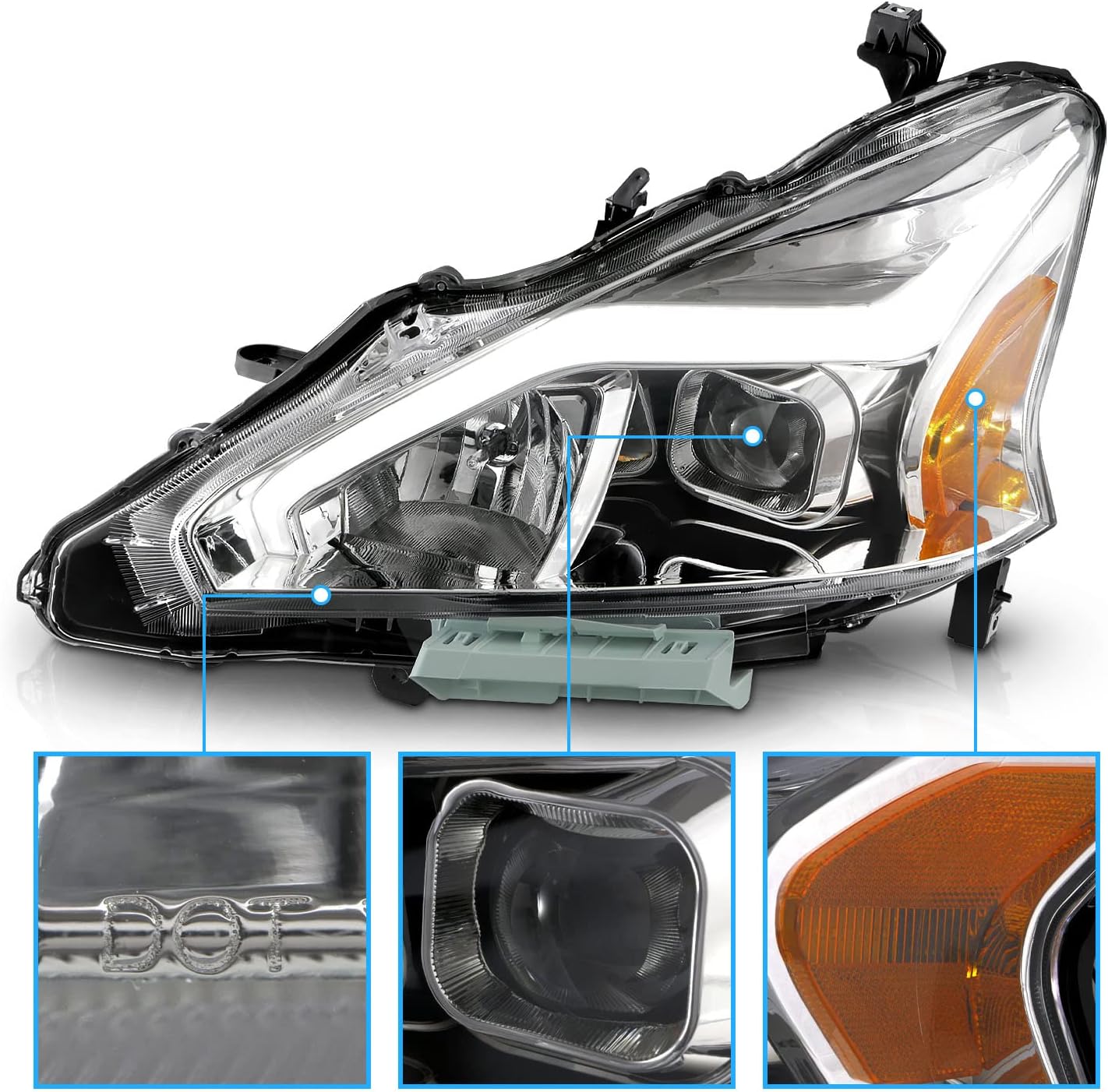 Diagram of AmeriLite headlight components including bulbs