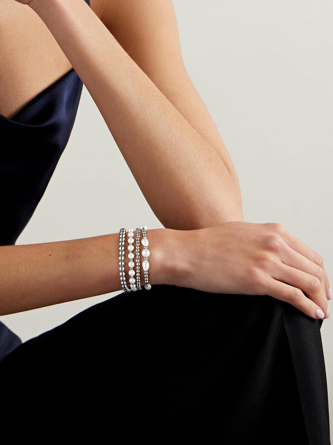 Gold Beaded Bracelets for Women Baroque Pearl Stackable14K Gold Plated Stretch Bead Ball Bracelet Jewelry Gifts - Image 4