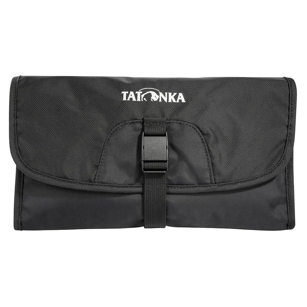 Tatonka Small Travelcare kosmetyczka – płaska kosmetyczka do zawieszenia z przegródkami i lustrem – czarna, 25 x 17 x 4 cm