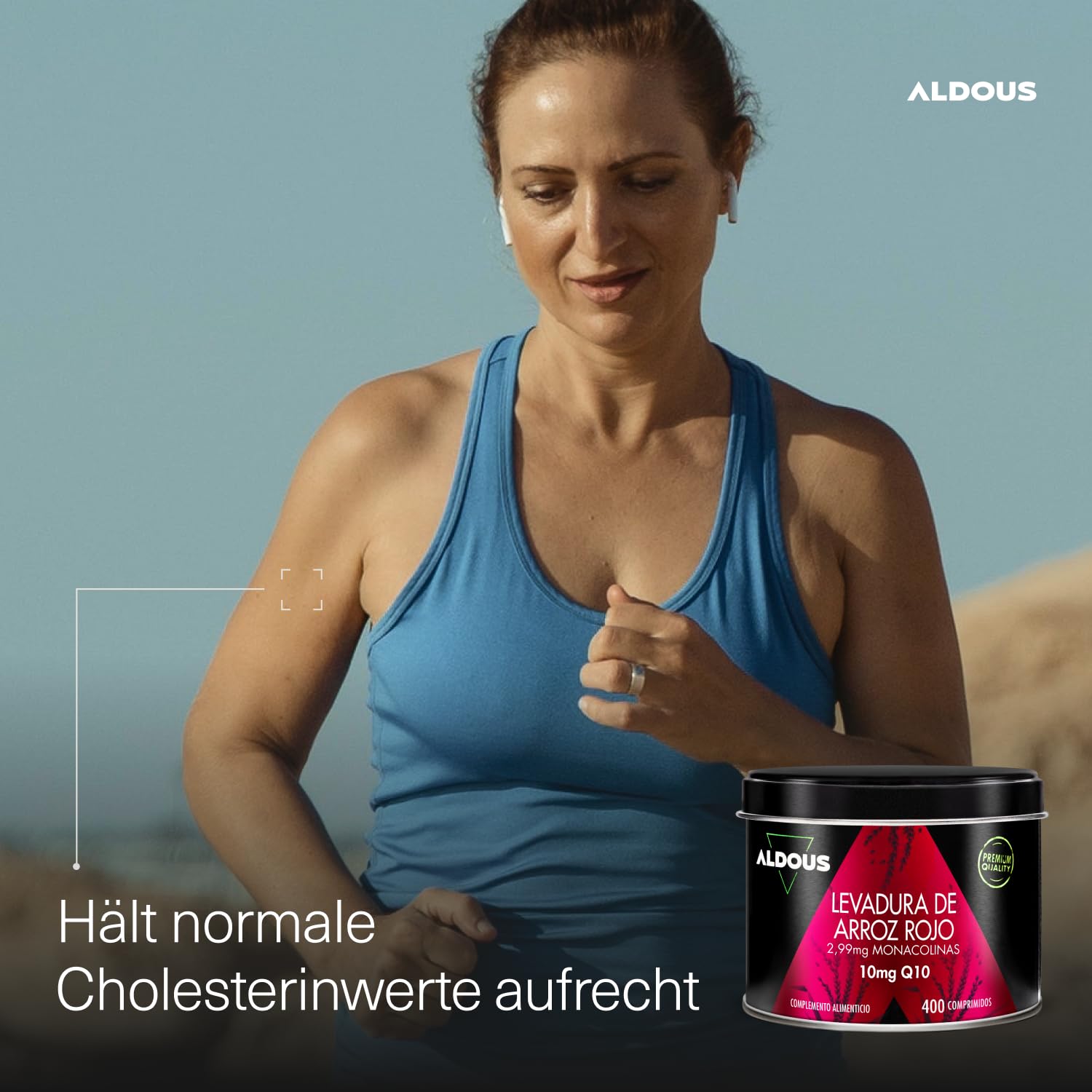 Fermentierter Roter Reis mit Q10, 400 Tabletten - 2,99 mg reines Monacolin - Citrinfrei - Vorrat für +13 Monate - Cholesterin Senken - Roter Reis Kapseln Cholesterin - ALDOUS