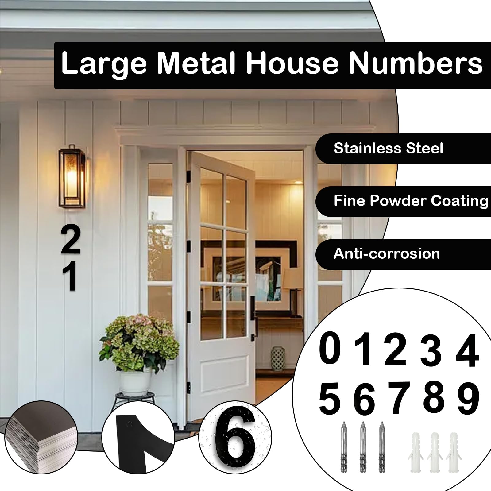 LUCKNIGHT House Numbers, Large Metal House Numbers, Floating Door Number, Made of Solid Stainless Steel, Flush Mount - Image 2