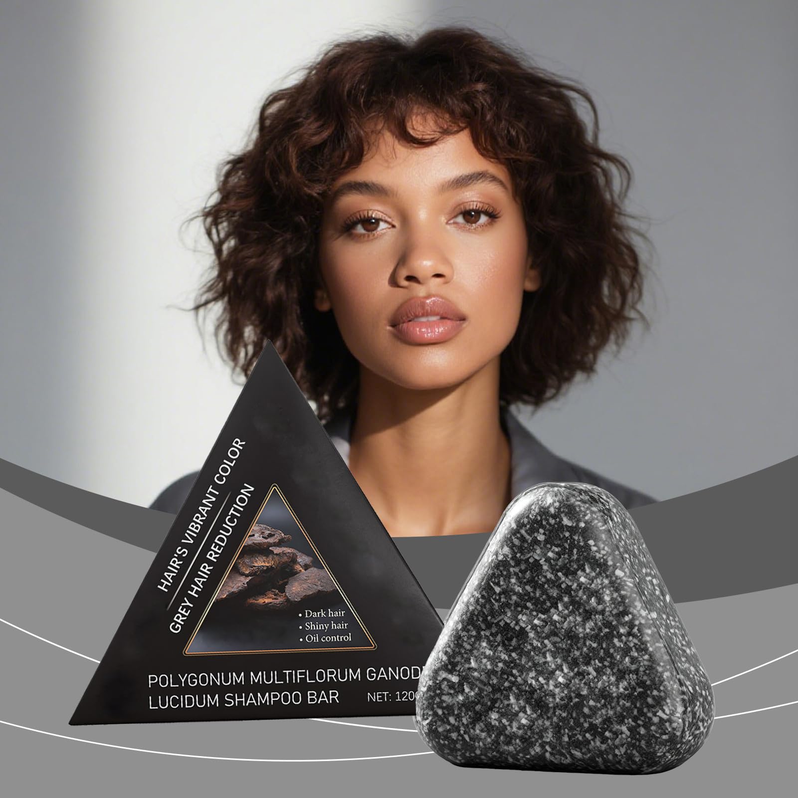 Barretta nera triangolare Polygonum Multiflorum per shampoo, idratante e rinforzante, pulizia delicata per tutti i tipi di capelli, durevole e facile da viaggiare (6 pezzi)