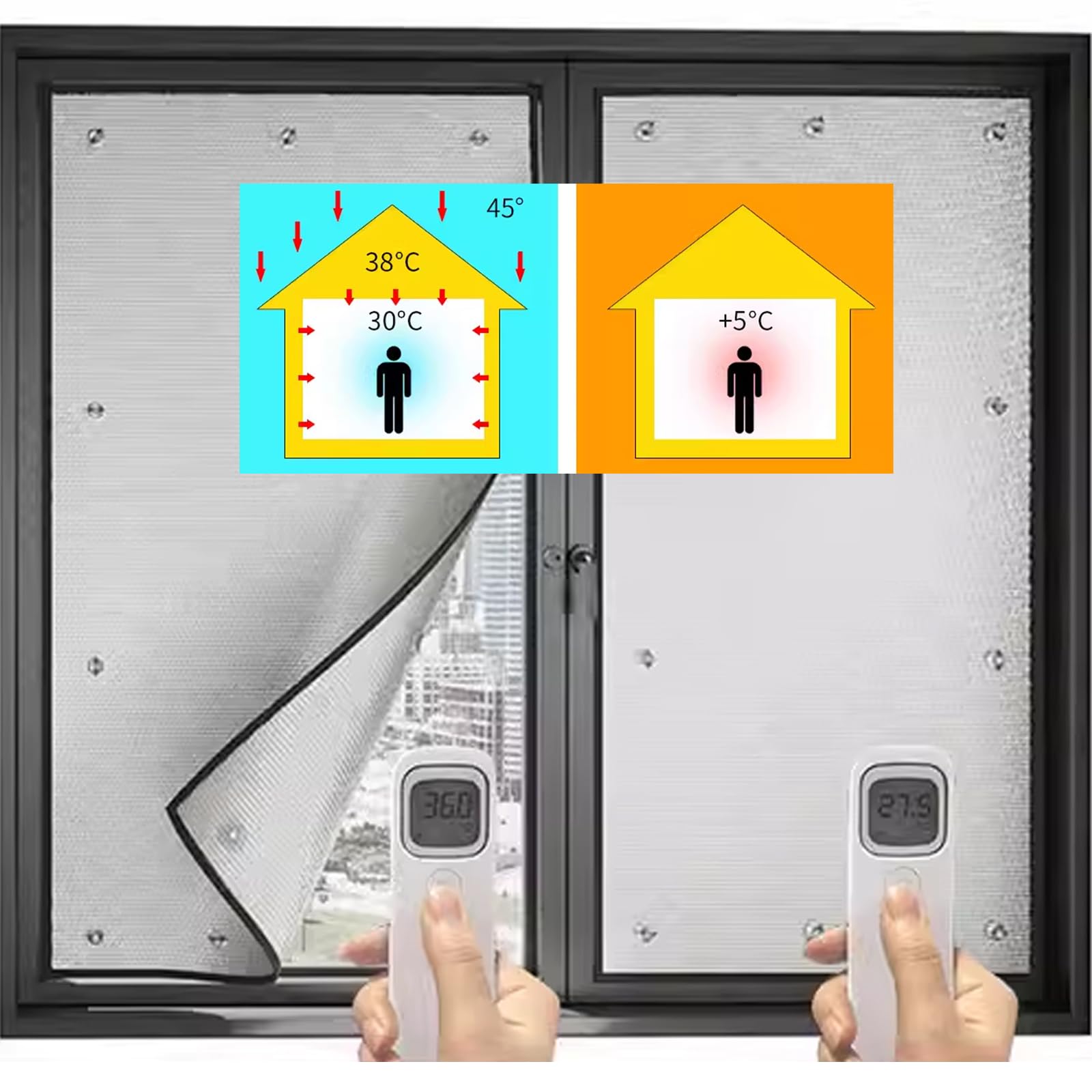 Película De Protección Solar para Ventanas,Película Aislante De Papel De Aluminio De 6mm,Película De Privacidad Opaca,para Protección Solar Y Aislamiento del Dormitorio (100x190cm/39x75in)