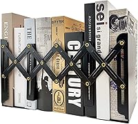 KIROYAL Adjustable Metal Bookends Non-Skid Decorative Holder for Heavy Books, Magazines & Desk Organizer (Black, 3.9-19.6")