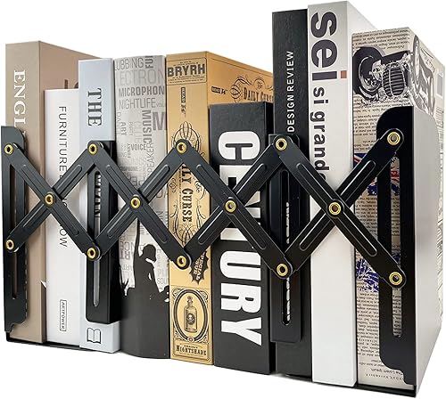 Sujetalibros ajustables antideslizantes decorativos, sujetalibros de metal para libros pesados, organizador de estantería para libros y revistas