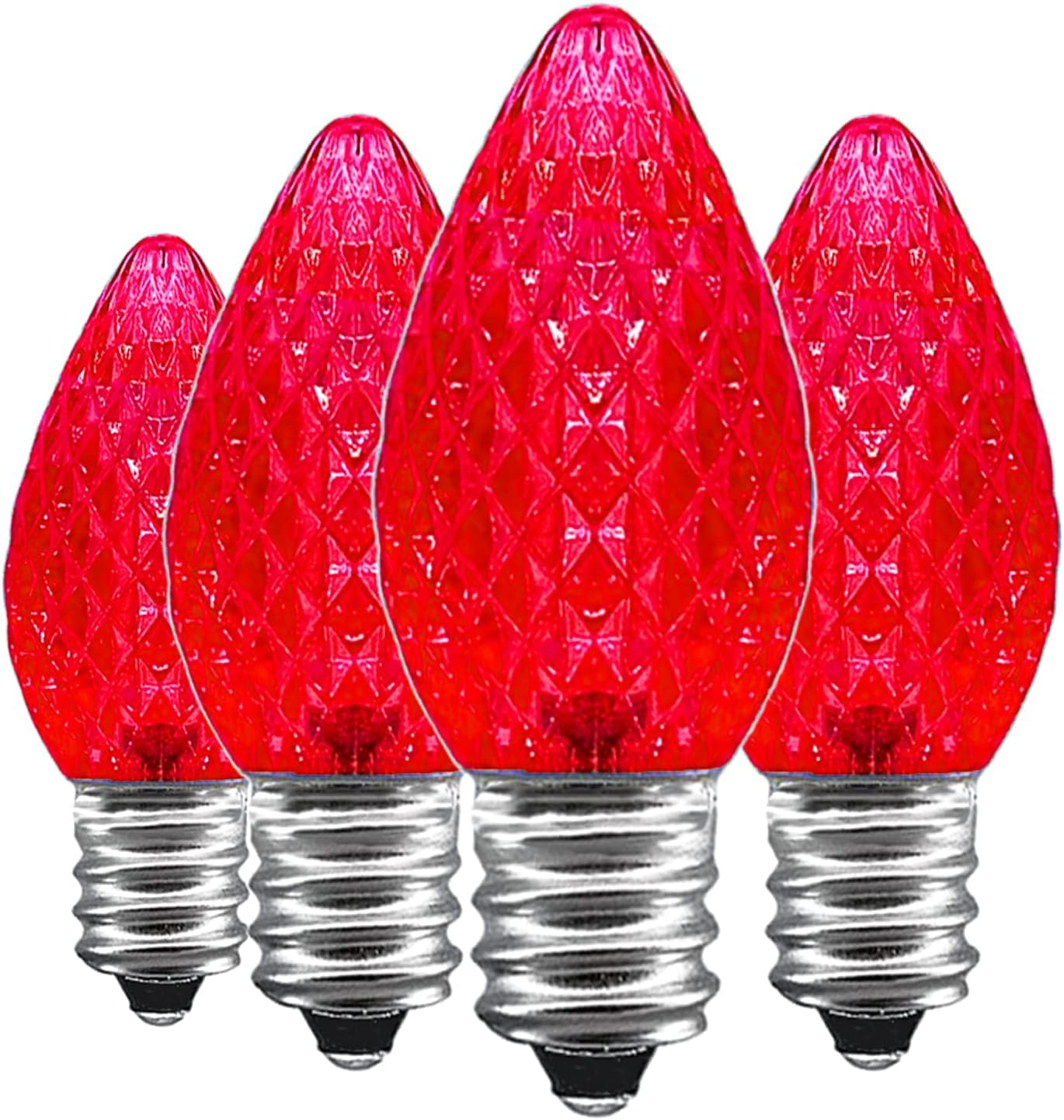 25Pcs C7 Red LED Outdoor Christmas Lights Replacement Bulbs 0.5W for Holiday Decoration, Commercial Grade, E12 Candelabra Base, for Outdoor String Lights, Full Waterproof and Break Resistant
