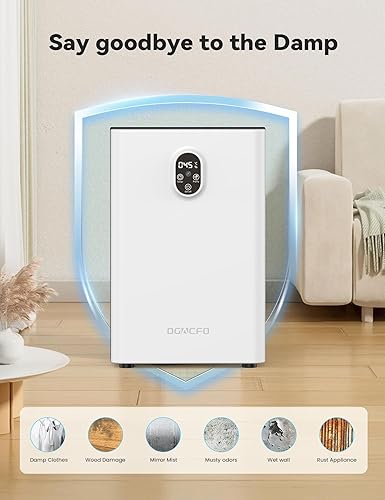 Miniatura 7 de BUPPLEE - Deshumidificadores de 95 onzas para el hogar, deshumidificador silencioso de 1000 pies cuadrados con manguera de drenaje, filtro