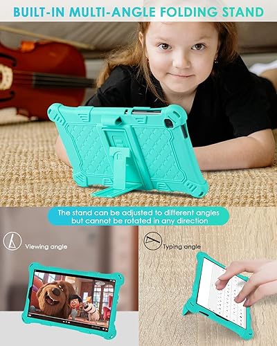 Miniatura 3 de DETUOSI Funda para Samsung Galaxy Tab A7 Lite de 8.7 pulgadas, con lápiz capacitivo y correa para el hombro, funda protectora ligera de silicona