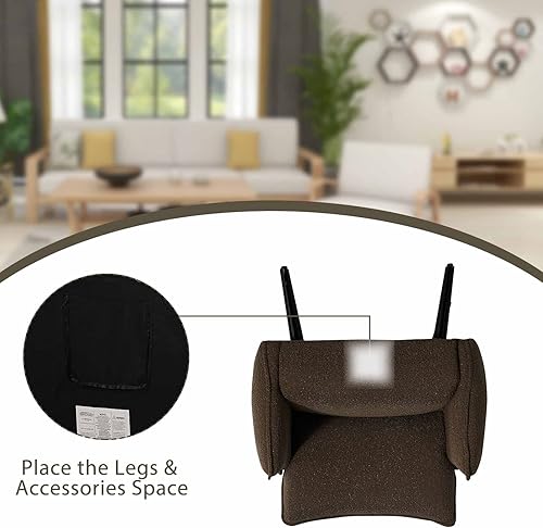 Miniatura 5 de Sepnine Modern Accent Chair,Comfy Granular Flannelette Living Room Club Chair with Solid Wood Legs,Upholstered Reading Armchair for Bedroom