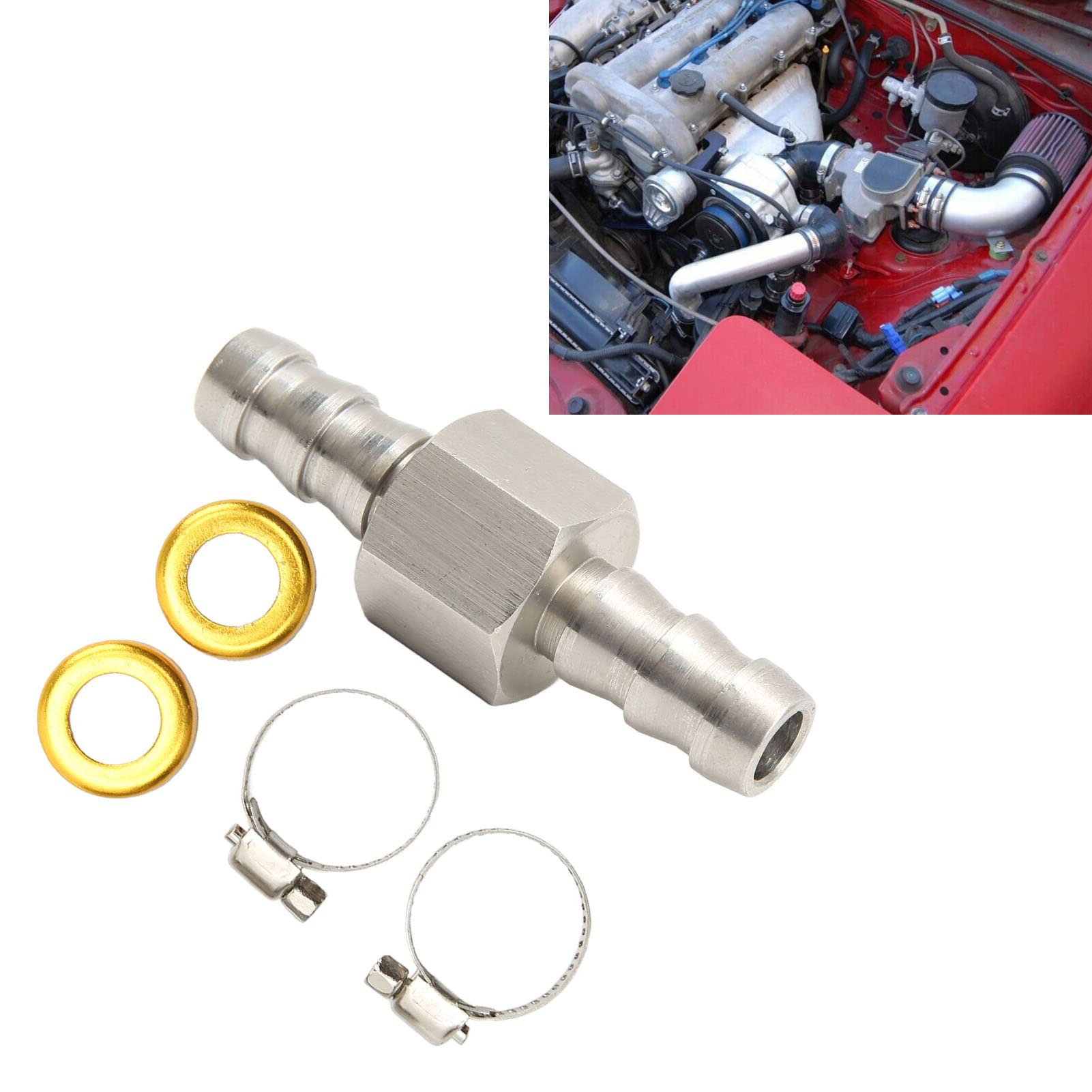 Adattatore per Manometro Pressione Carburante, Tubo Carburante Adattatore per Raccordo a T Antideformazione Porta 1/8‑27 NPT per Refrigerante Riduttori (3/8 poll)