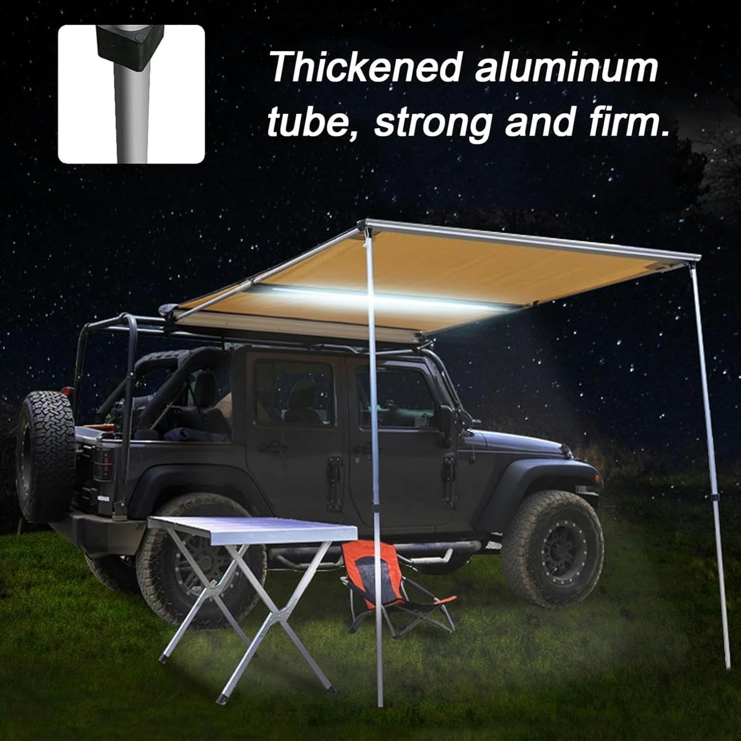 AMNOOL Car Awning with Led Camper Camper Led, Auto/SUV Waterproof Retractile Tent