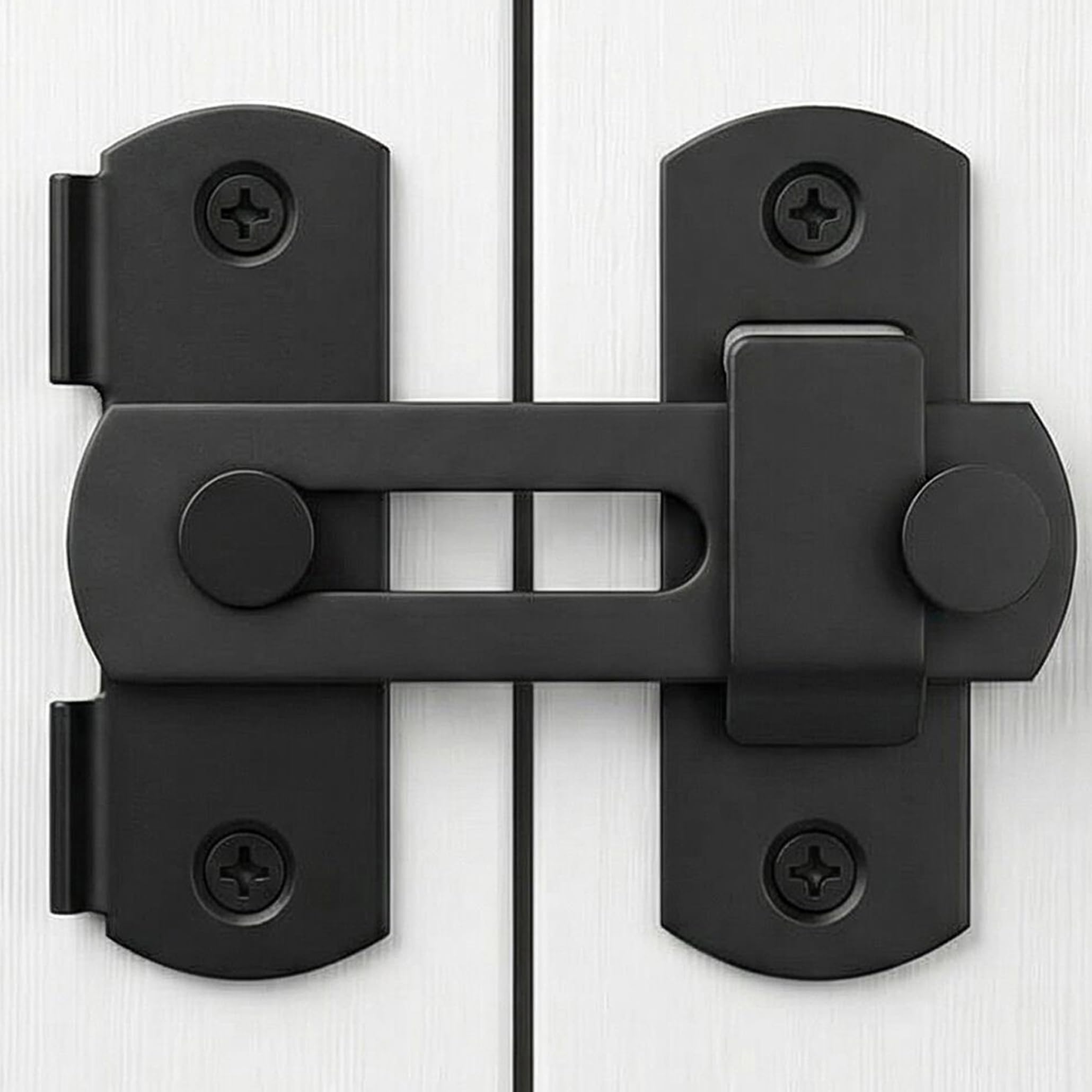 Barn Door Lock, Sliding Door Lock Hardware, Carbon Steel Door Latches for Cabinet, Closet, Window Door, Black