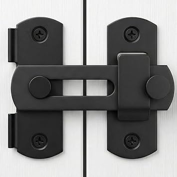 DOUBLE 2 C Barn Door Lock, Sliding Door Lock Hardware, Carbon Steel Door Latches for Cabinet, Closet, Window Door, Black