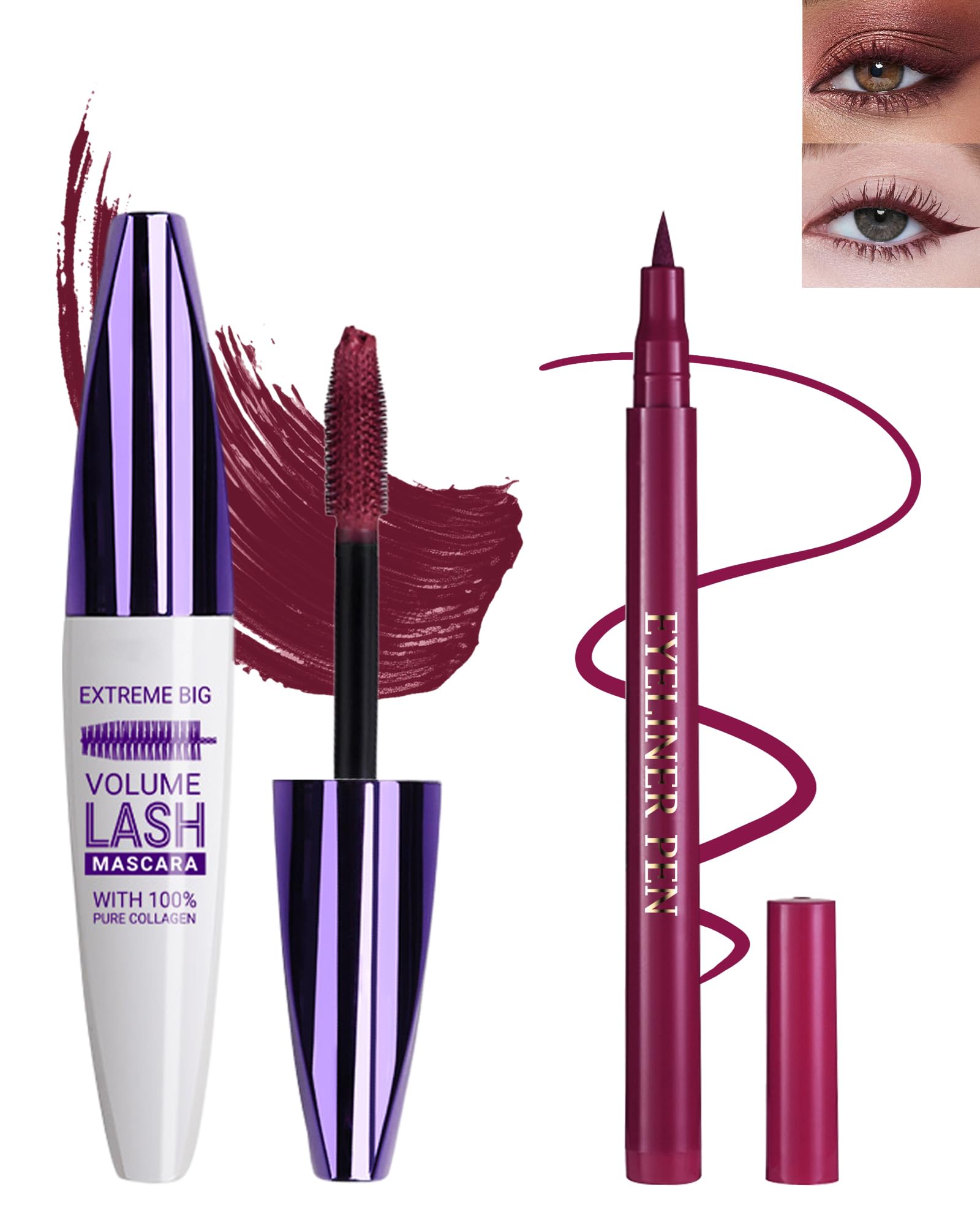 Burgundy Waterproof Mascara & Eyeliner Set -1