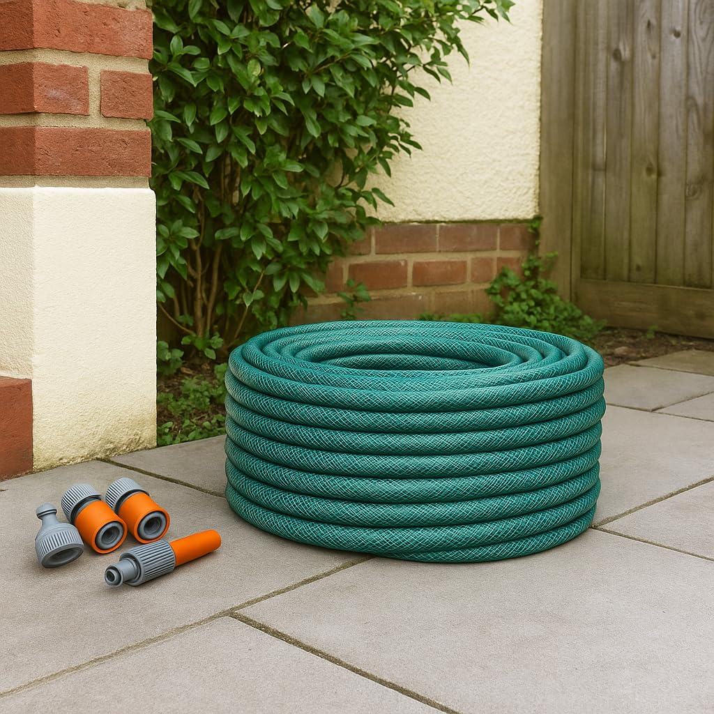 PVC Garden Hose Pipe 5M–200M – Reinforced Heavy Duty Hosepipe with Fittings – Expandable Water Hose for Outdoor Garden, Lawn, Plants & Car Washing (150M)