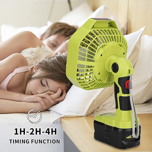 Miniatura 5 de Taingwei Ventilador portátil con clip para batería Ryobi de 18 V, ventilador de cochecito alimentado por batería con 3 ajustes de velocidad de