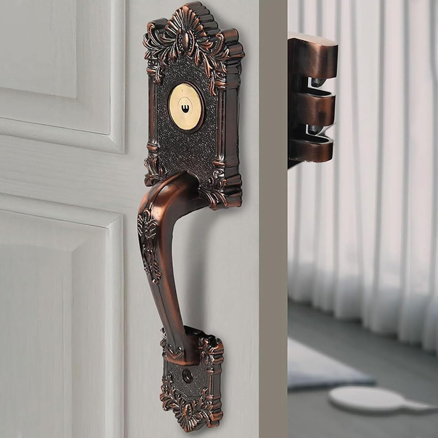 Bronze Finish Exterior Door Heavy Type Zincs Alloys Anti Pry Frame Adjustable Swing Direction Security Zincs Alloys Exterior Door Set