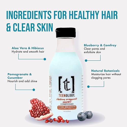 Miniatura 3 de Teenology Paquete de champú y acondicionador (Ahorre un 5%)  Evita el acné en la frente y los brotes  Sin sulfatos ni parabenos, extractos botánicos