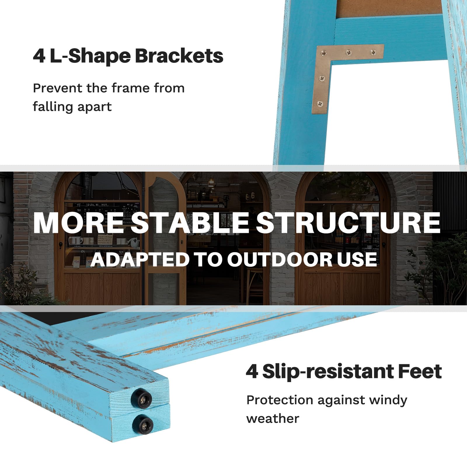 4 THOUGHT A-Frame - Pizarra magnética para acera, 40 x 20 pulgadas, tablero sándwich de madera rústica de doble cara independiente para exteriores, caballete publicitario para restaurante, cafetería,