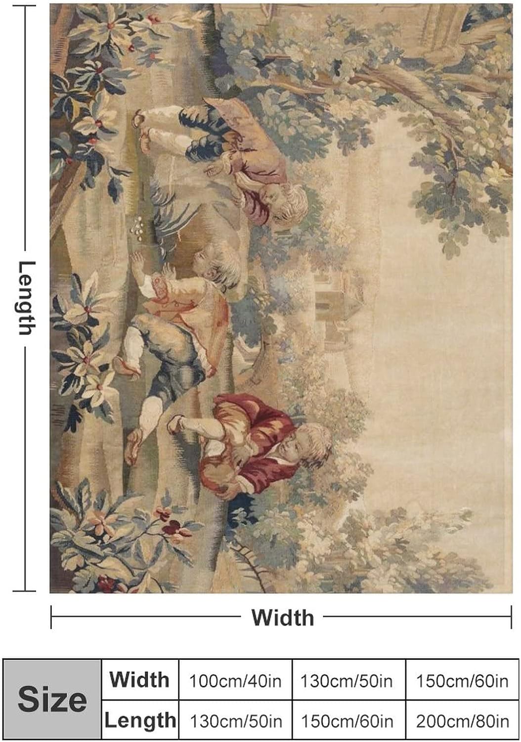 Aubusson Antique French Tapestry Print Flannel Fleece Throw Blankets 50"X40" Lightweight Fluffy Winter Fall Blanket Cozy Soft Fuzzy Plush Home Decor for Couch Bed Sofa Bedroom Living Room Travel - Image 3