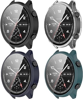 FitTurn Screen Protector Compatible with Oneplus Watch 2R Case, Anti-Scratch Shockproof Bumper Protective Case for Oneplus Watch 2R Screen Accessories 4Pack-A