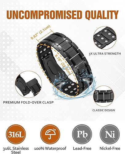 Miniatura 3 de Jecanori Pulseras magnéticas para hombres, pulsera magnética ultra fuerte, regalos de joyería con herramienta de tamaño