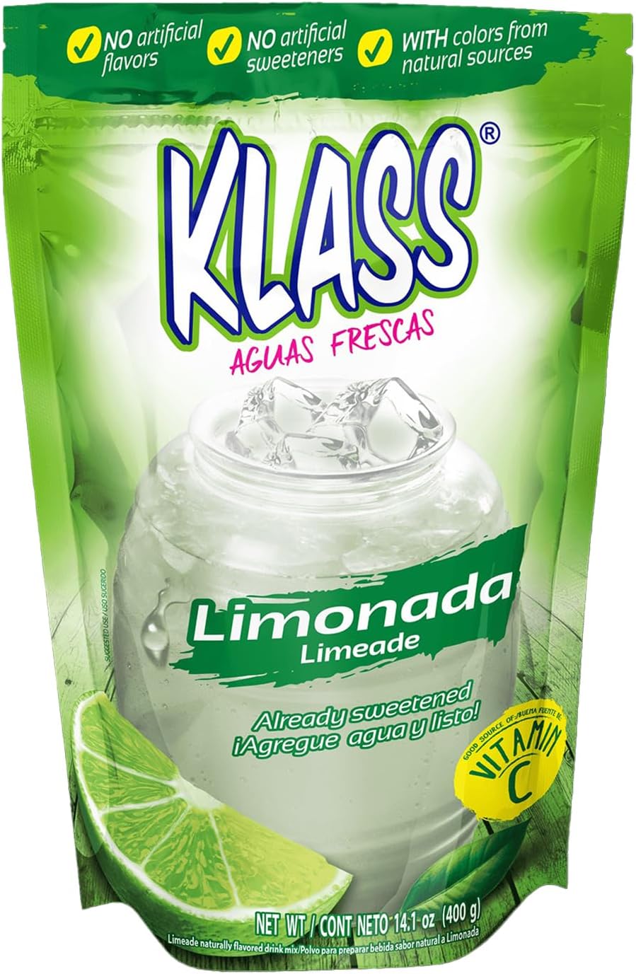 2 x 14.1oz Klass Mexican Flavored Drink Mix Powder Limonada Limeade (with Lime Juice)