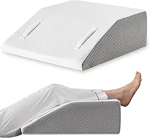 Leg Elevation Pillow for After Surgery, 6inch Foam Leg Elevating Pillow for Swelling and Blood Circulation, Leg Wedge Pillow for Sleeping, Knee Pillow for Knee Hip Ankle Pain Relief, White