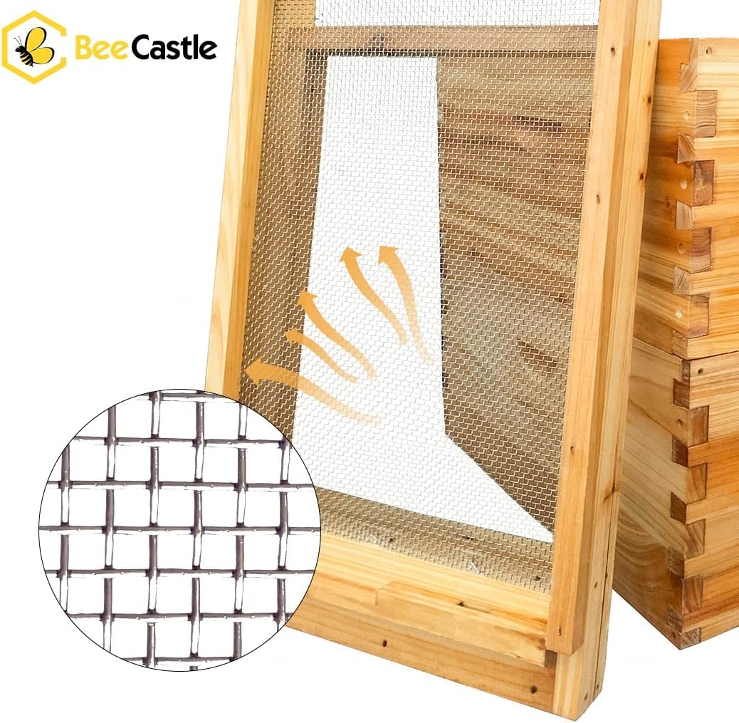 BeeCastle 2 pezzi alveare schermato inferiore immerso in 100% cera d'api, pannello inferiore schermato con legno massello (10 cornice)