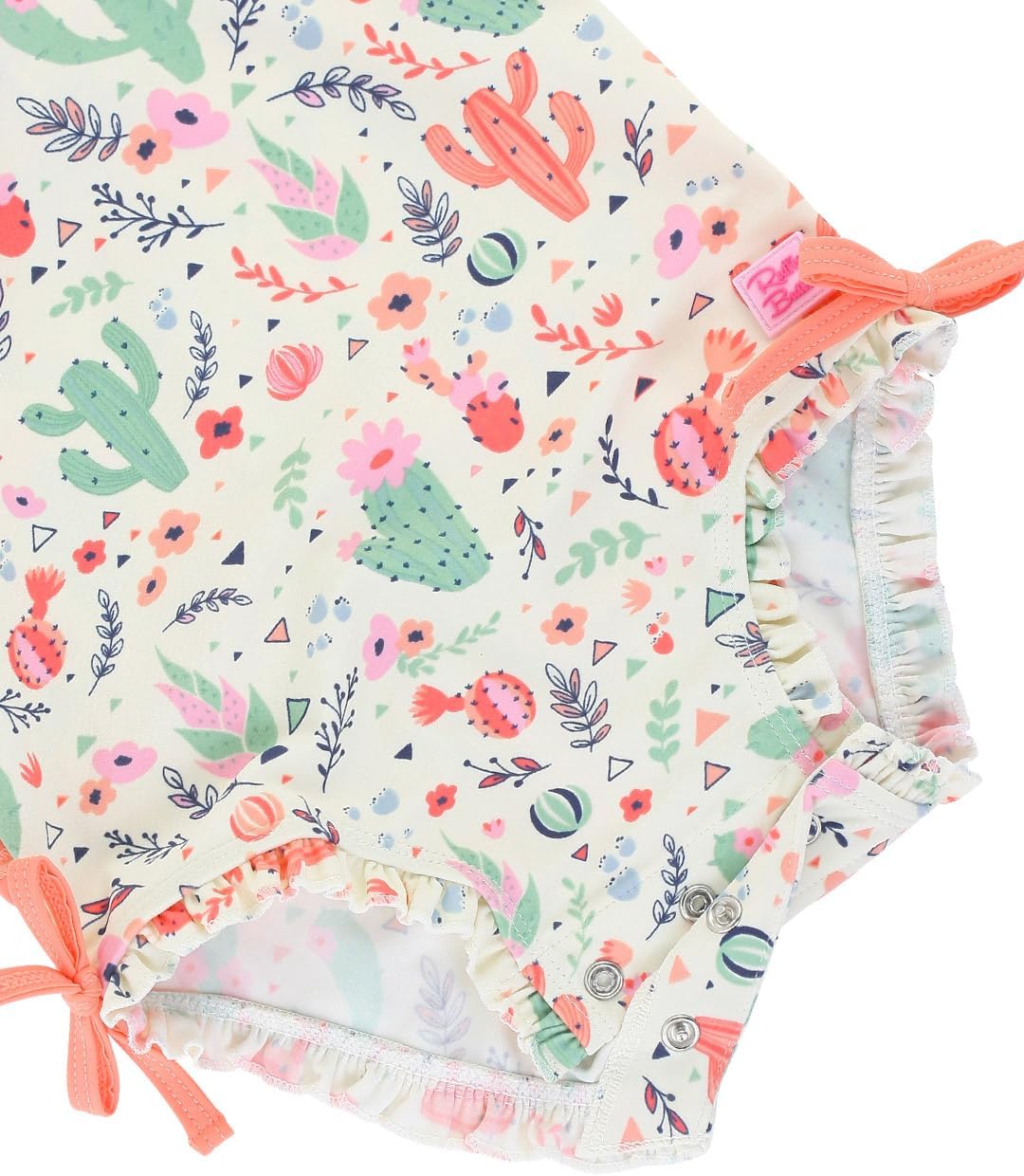 RuffleButts Baby Girls UPF 50+ Sun Protection Floral Printed Long Sleeve One Piece Rash Guard Swimsuit with Zipper - Image 4