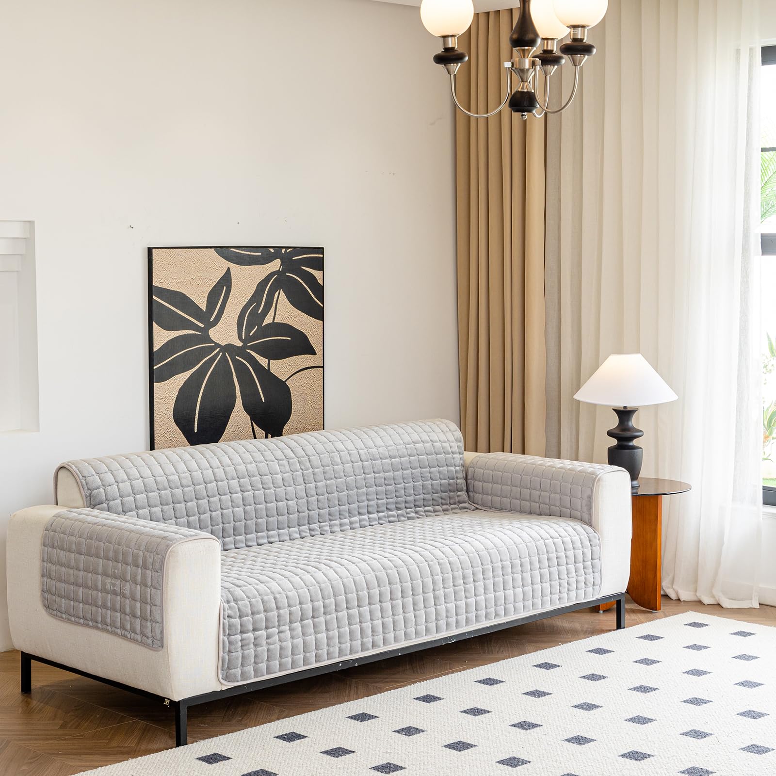 Copripoltrona Relax Reclinabile Universale, Copripoltrona 1 Posto con Tasche e Elastico, Copri Poltrona con Braccioli – Protezione Anti-Macchie e Antigraffio, Lavabile(Grigio,167 * 190cm)