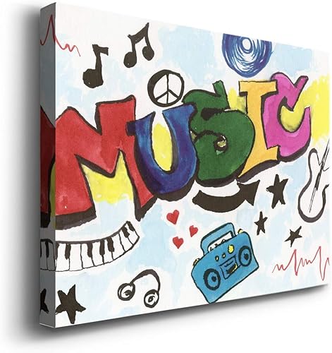 Miniatura 2 de Renditions Gallery Lienzo animado para pared, pinturas e impresiones para el hogar, música retro colorida, vibrante instrumental, moderno, lienzo,