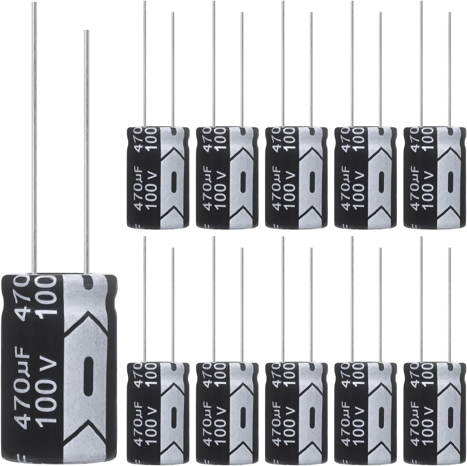 470uF 100V 16x25mm Electrolytic Capacitor 470 UF MFD 100 Volt 0.63x0.98in Aluminum Capacitors (Pack of 10)