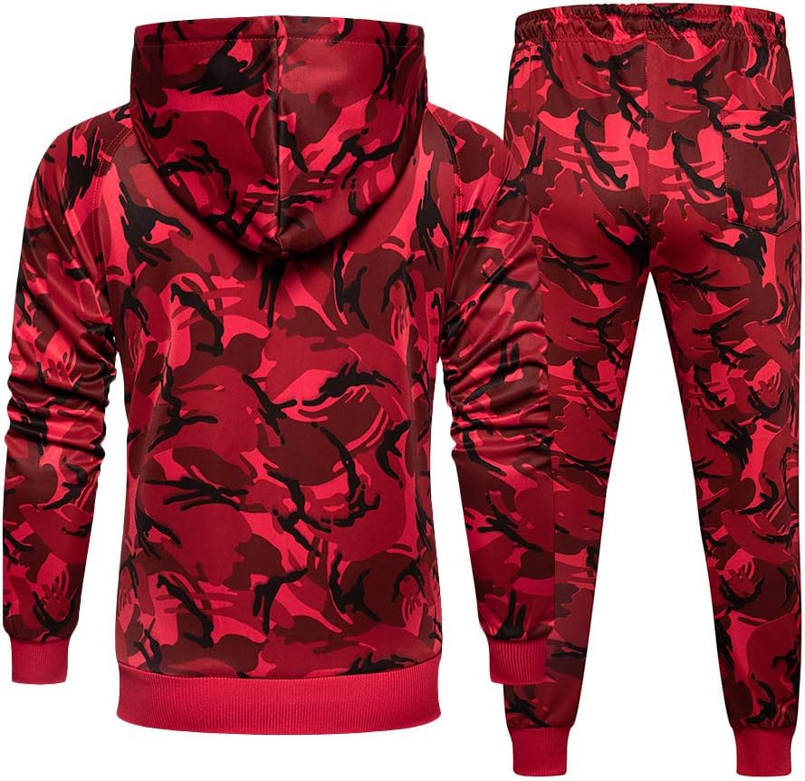 MANLUODANNI Mens Sweatsuits 2 Piece Hoodie Tracksuit Casual Comfy Camo Suits for Men