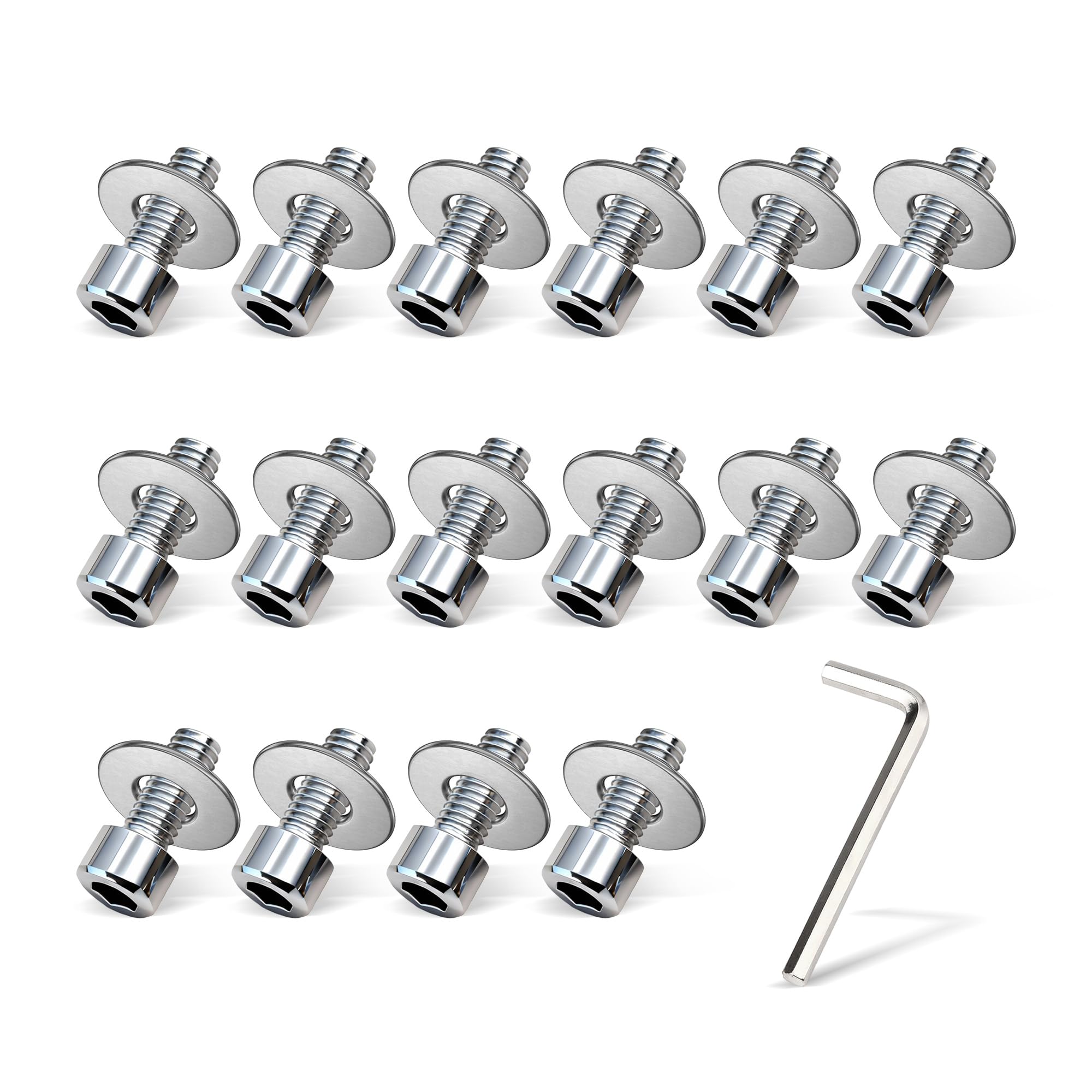 16 Sets Bike Water Bottle Cage Bolts M5 Hex Socket Stainless Steel Screws with Washers & Wrench for Water Bottle Holder Mounting