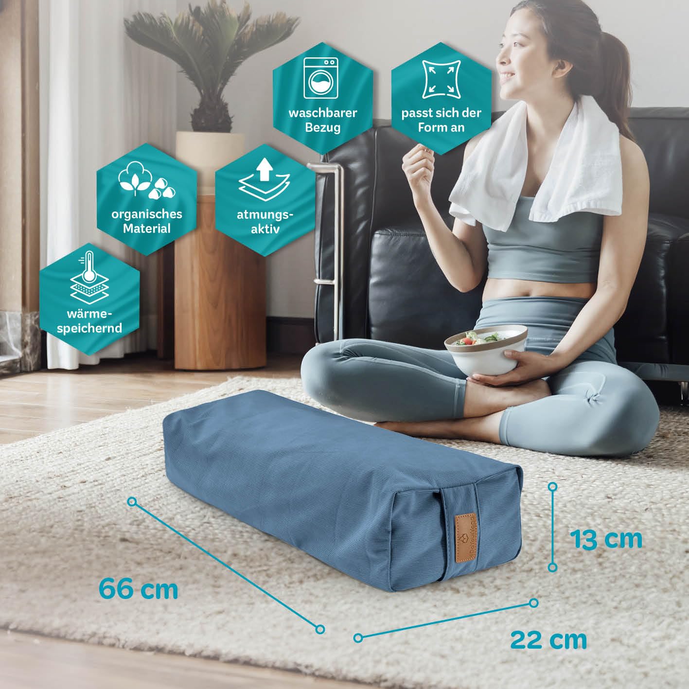 #DoYourYoga Yoga Bolster de pana Paravati con espelta orgánica (KBA)