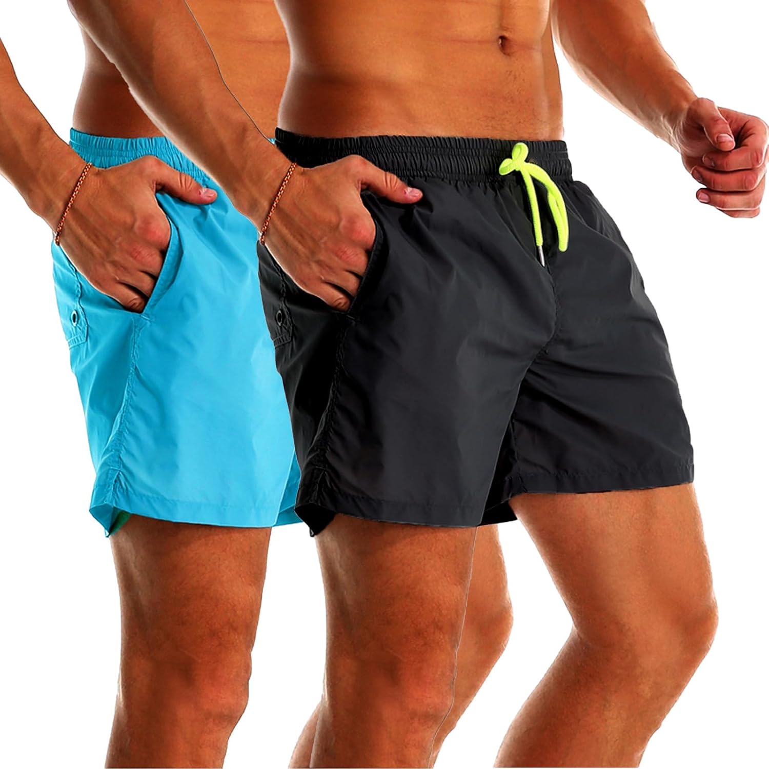 YnimioAOX 2 Pack Men's Swim Trunks Quick Dry Beach Shorts with Mesh Lining - Image 2