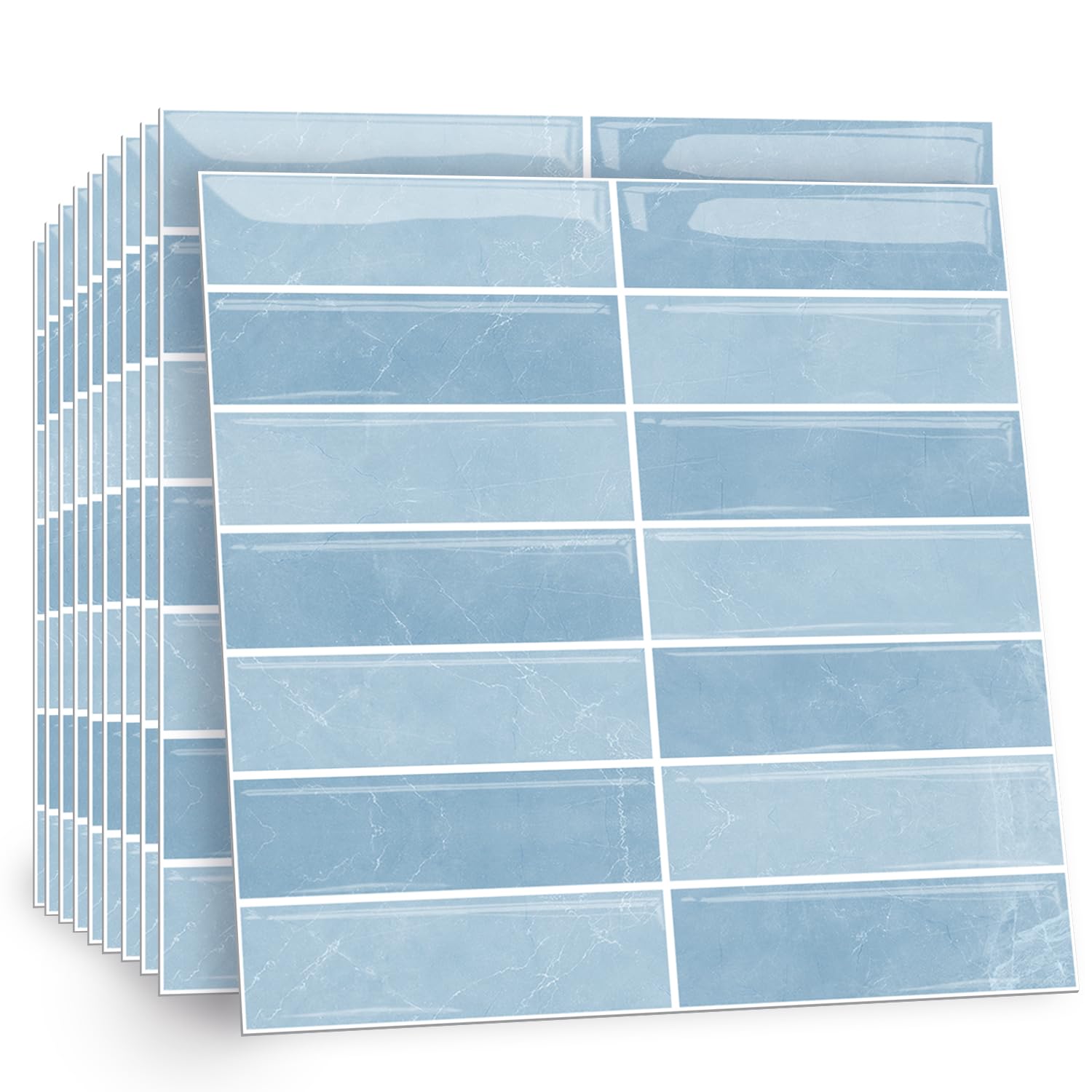 TOARTI 10 Stück 2D Himmel Blau Fliesenaufkleber Metro Fliesen Selbstklebend fliesenaufkleber Küchenrückwand Fliesen Klebefliesen Fliesenfolie Selbstklebende Küche Bad 30 x 30cm