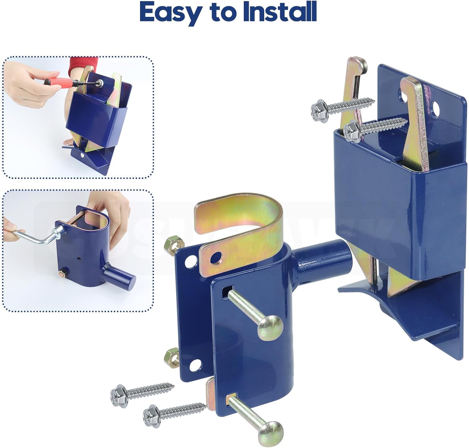 2 Pack 2 Way Farm Gate Latch for Metal Tube Gate 1-5/8" to 2" Diameter, Blue, Replaces S16100300 Two Way Gate Latch