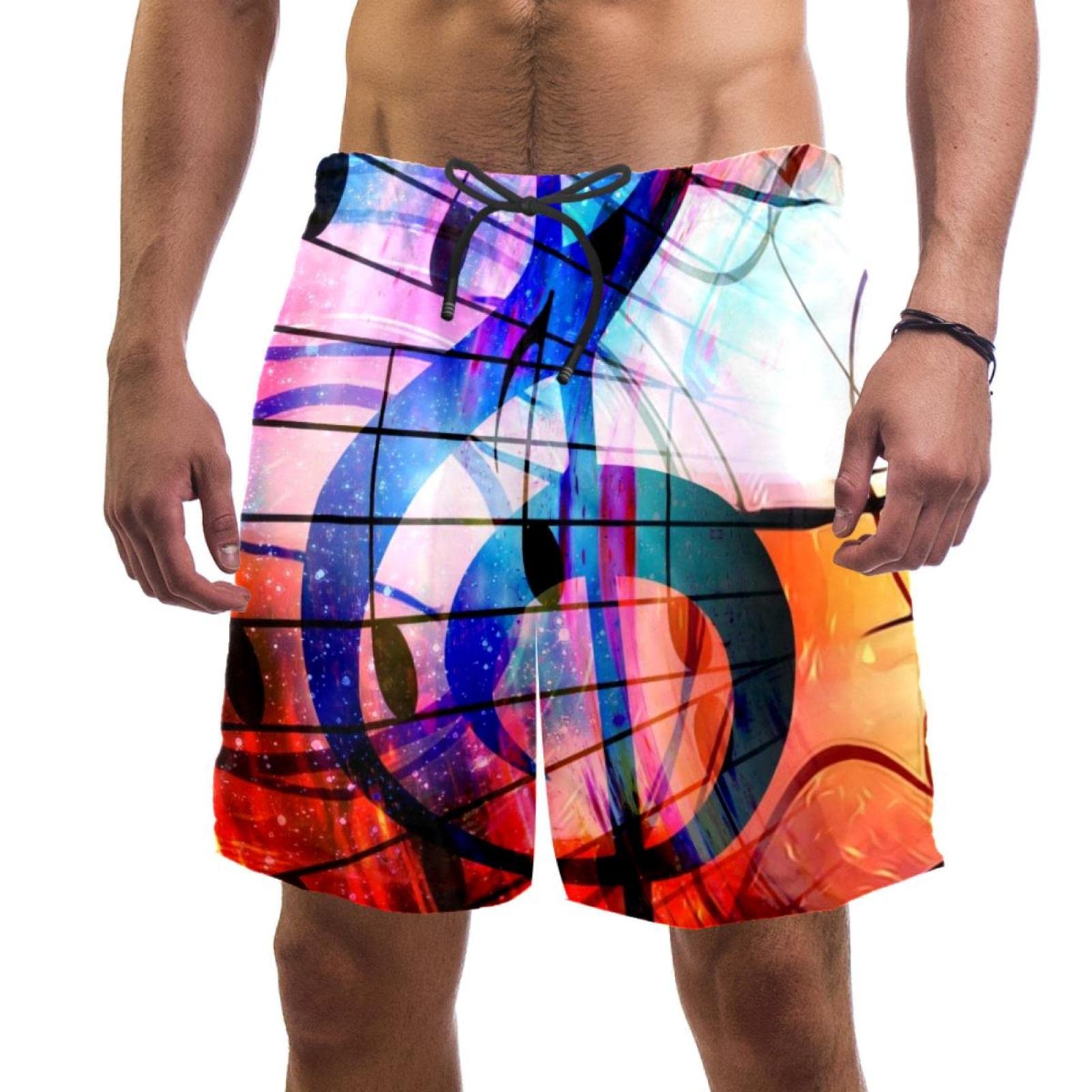 Maillot de bain homme JDEZ haut de gamme imprimé clé de sol chic