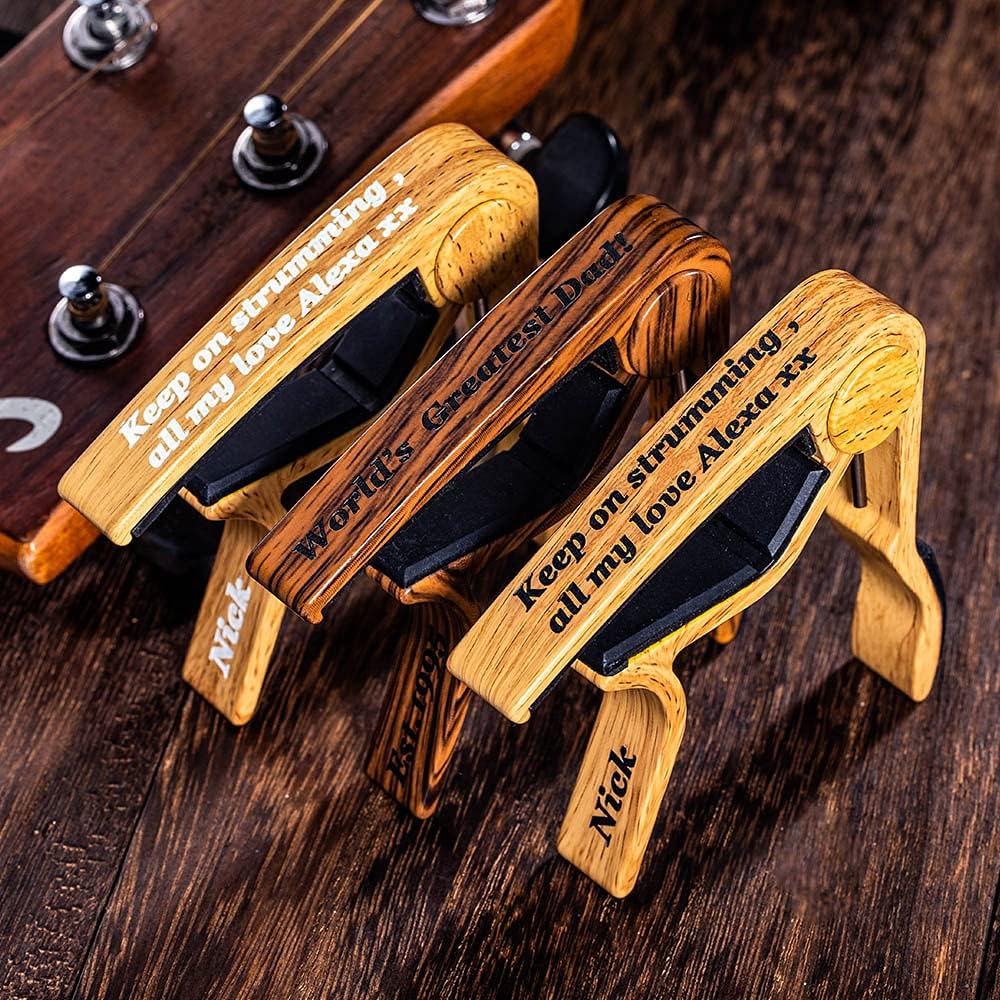 CALLIE Guitar Capo Personalized, Engraved Text on the Kirsite Material Capo for 6-String Acoustic, Electric Guitars and Ukulele