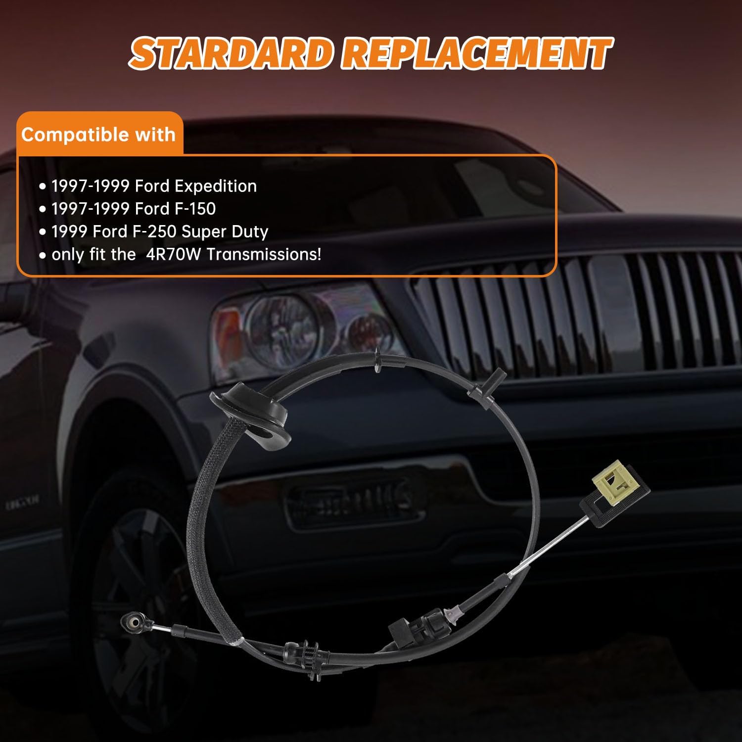 F85Z-7E395-BA Automatic Transmission Shift Cable Compatible with Ford F150 1997-1999,for Ford Expedition 1997-1999 with 4R70W Transmission, Gear Shifter Cable replace F85Z7E395BA