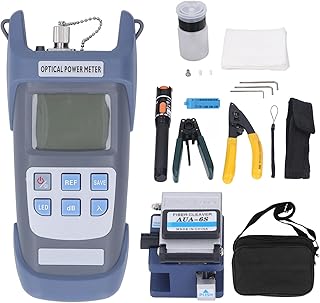 Kit de terminação de fibra kit de ferramentas de fibra, conjunto de conexão a frio de fibra com medidor de potência ótica verificador de fibra ótica lâmina de fibra descascador de fibra caneta de luz