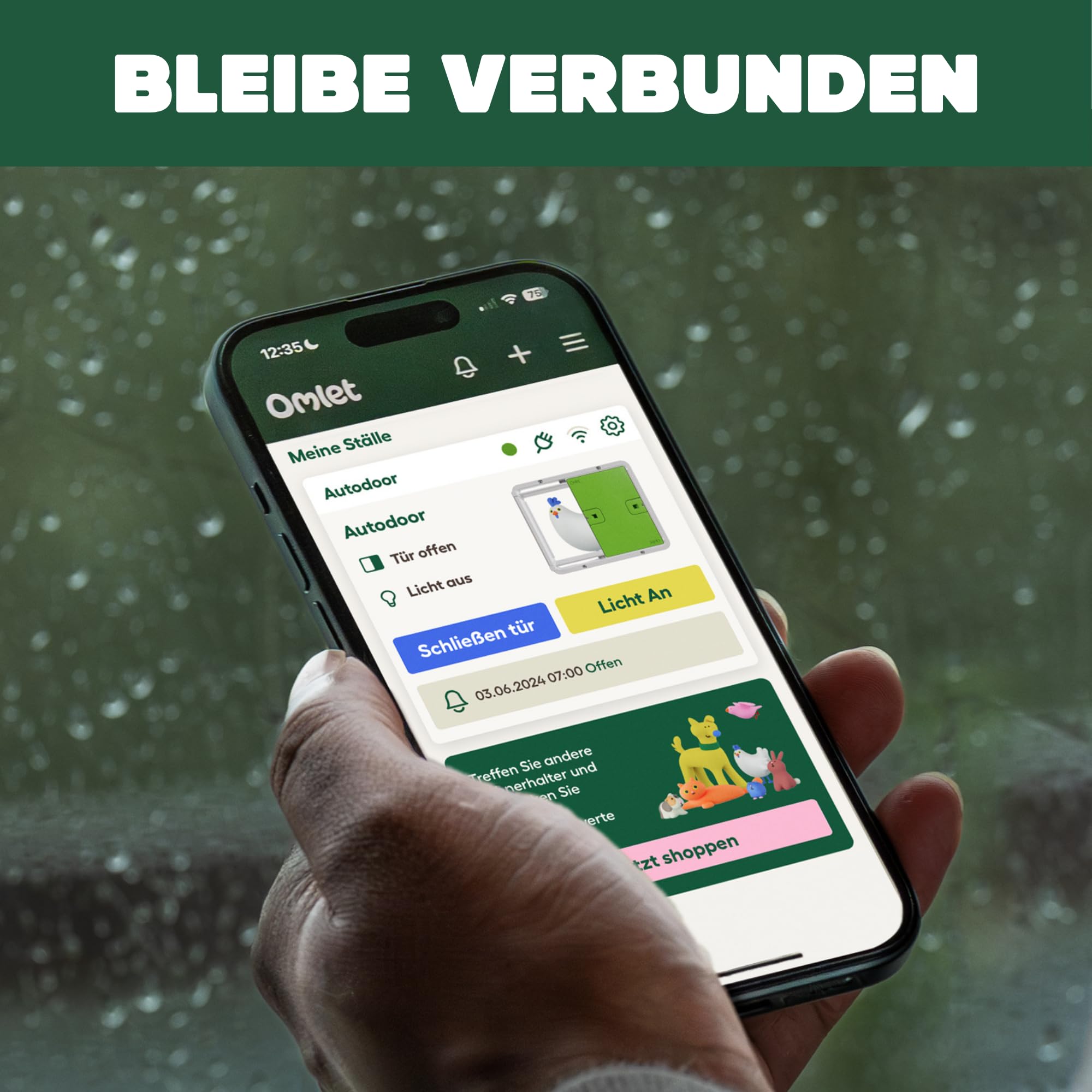 Omlet Intelligente Automatische Hühnerstalltür mit WLAN | Smarte Hühnerklappe per App programmierbar | Lichtsensor oder Timer | Einfache Installation | Netz- oder Batteriebetrieb | Grau