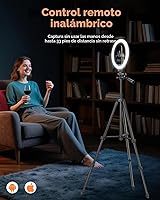Vista 2 de SENSYNE - Anillo de luz de 10 pulgadas con soporte de trípode extensible de 50 pulgadas, luces circulares LED con soporte para teléfono