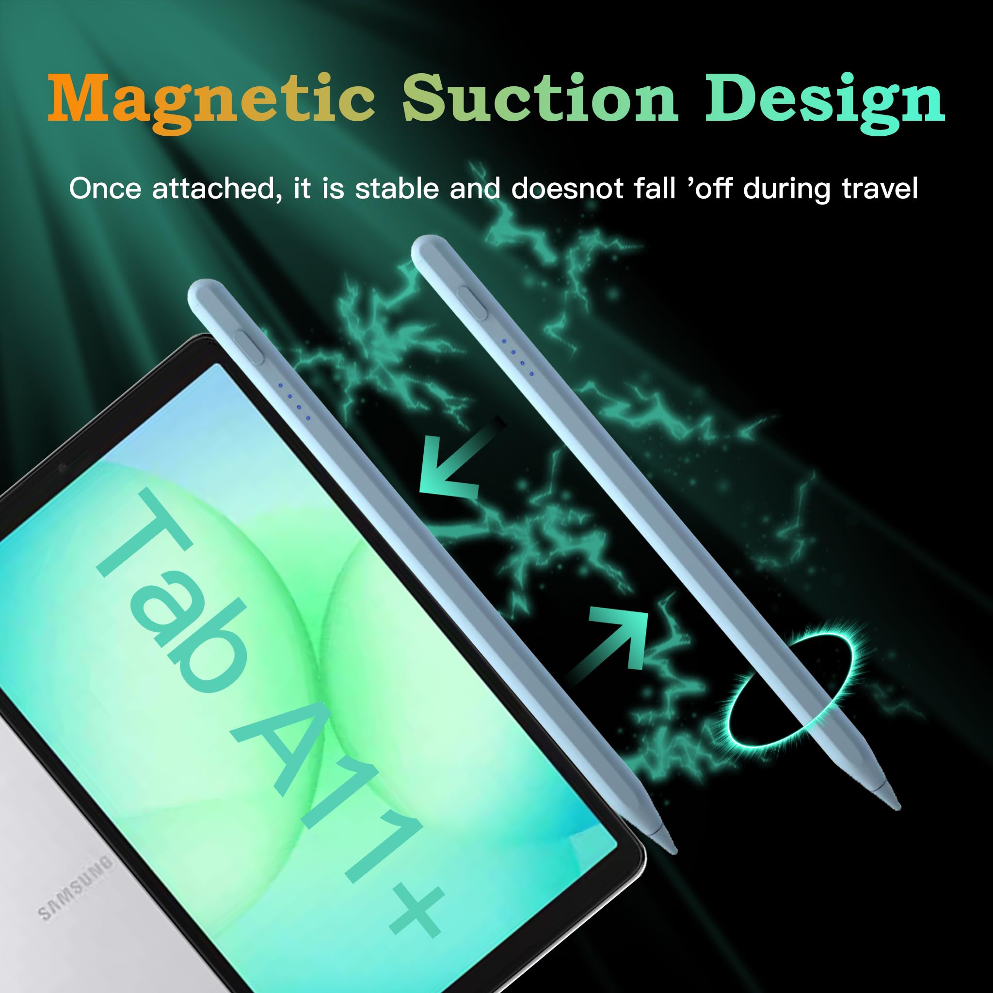 Penna stilo per Samsung Galaxy Tab A11+/A11 Android S Pen compatibile con Galaxy Table A9+/A9 da 8,7/11 pollici da tavolo, ricarica rapida, adsorbimento magnetico (blu)