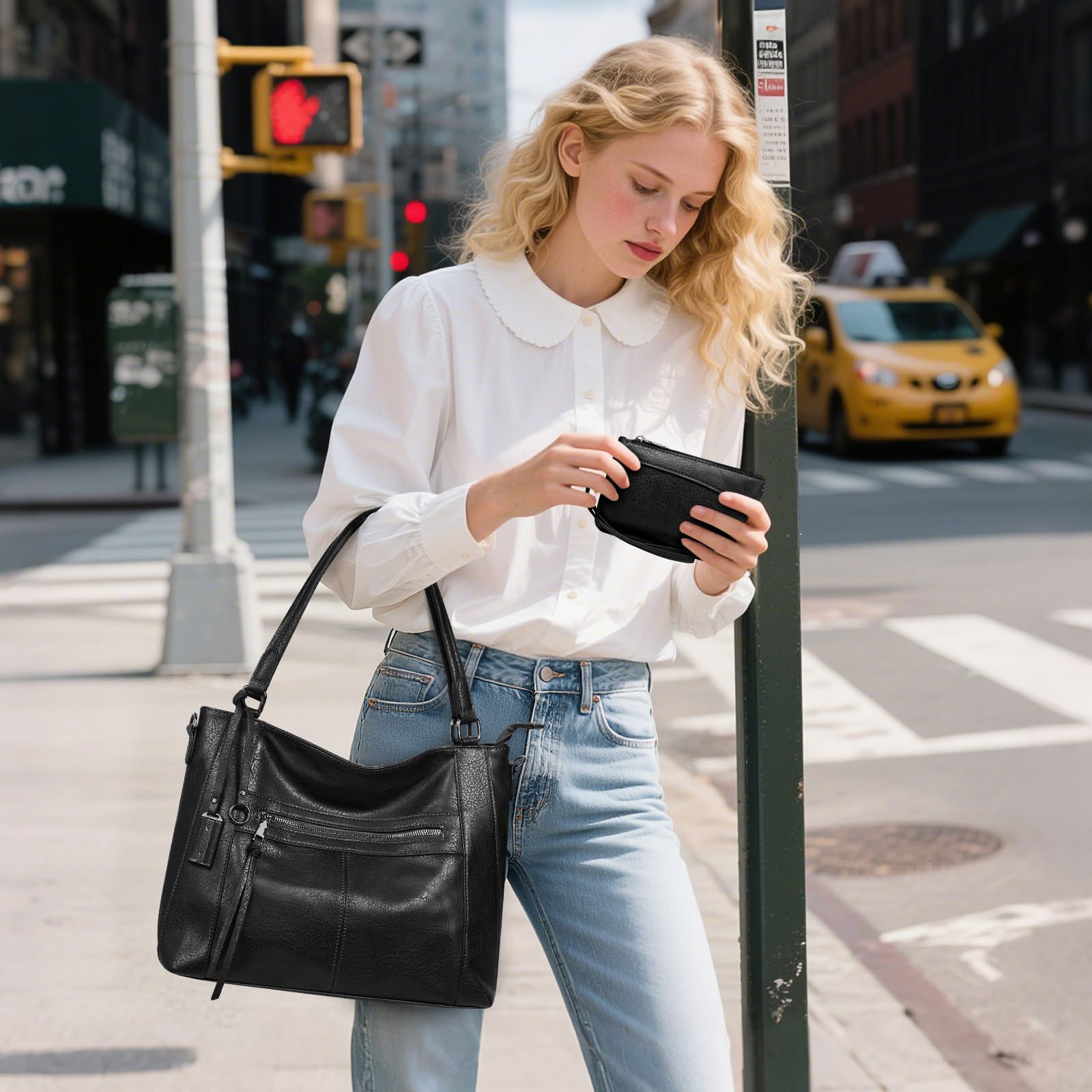 BAIGIO Bolso de Mano para Mujer Bolso de Hombro Bolso Tote de Cuero PU con Gran Capacidad Impermeable Bolsa Cruzada Bolsa de Compras para Compras Viajes Trabajo Oficina Escuela