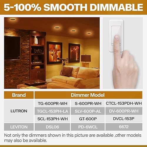 Miniatura 3 de POWERASIA Paquete de 12 luces empotrables de 6 pulgadas con luz nocturna, 5CCT luces LED empotrables de 6 pulgadas regulables