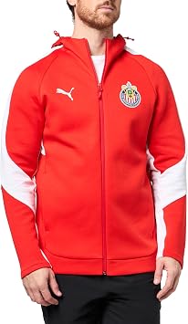 PUMA Mens Chivas Evostripe Hooded Jacket, Red-White AH25, Large